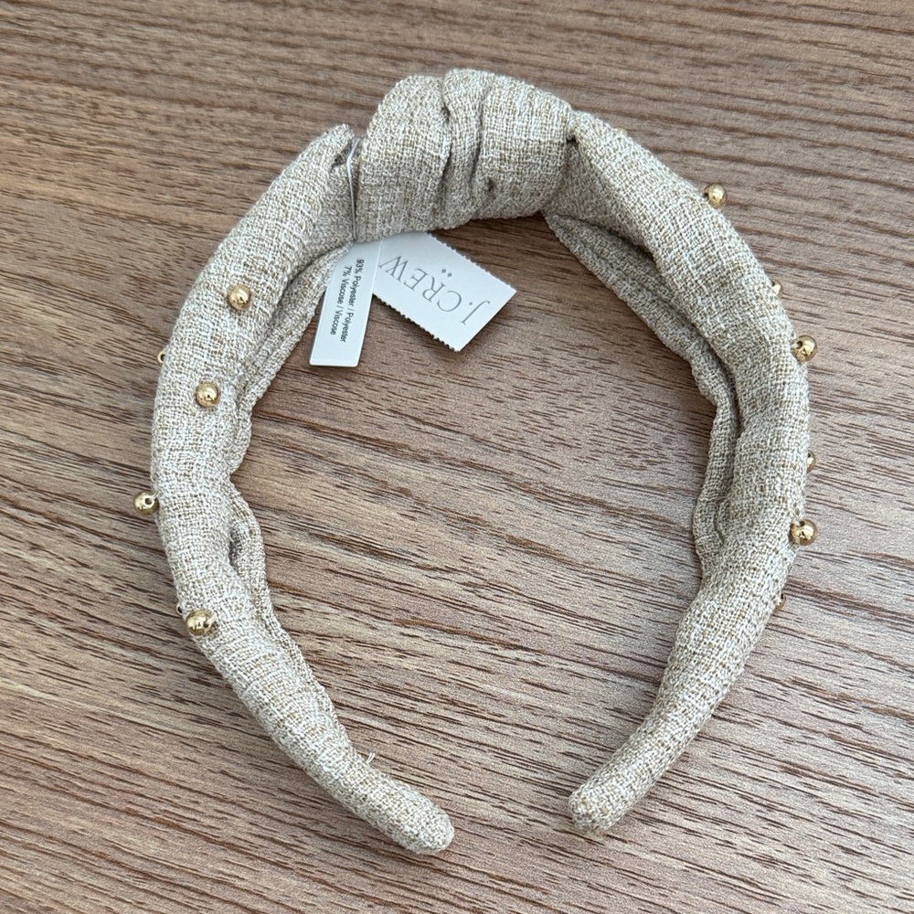 NWT J Crew Gold Beaded Knot Headband - Picture 2 of 6